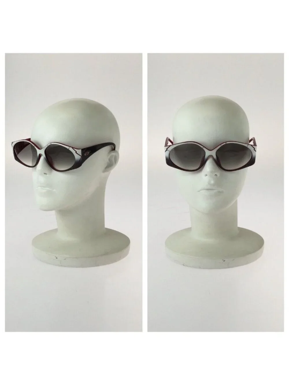 Dior Vintage Bicolor Gradient White Gray Red Sunglasses Eyewear